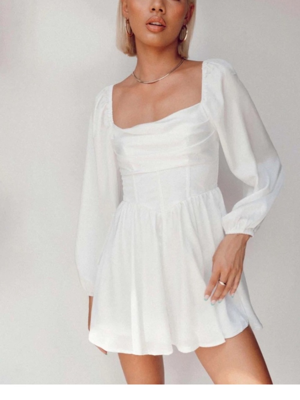 Princess Polly White Lillie Long Sleeve Square-Neck Romper